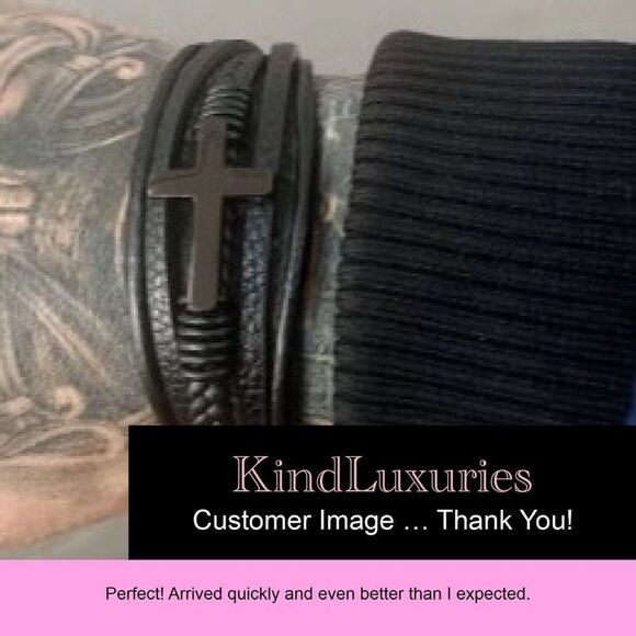 🧑🏻‍🦱O1🧑🏻‍🦱 Gorgeous Genuine Braided Leather Titanium Mens Unisex Bracelet - Picture 14 of 16